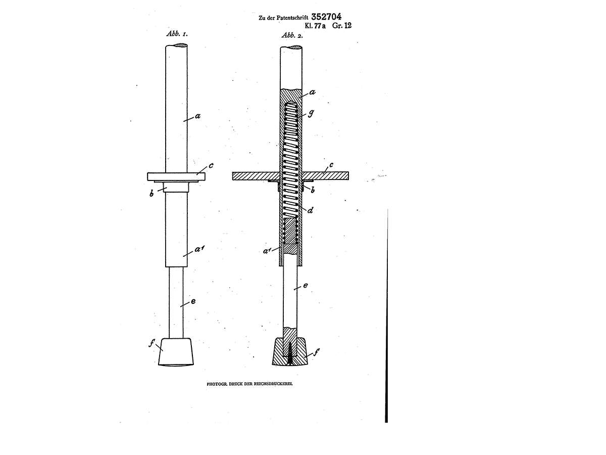  An illustration from Gottschalk and Pohlig’s patent for the “Federnd wirkende Hupfstelze” (“springy-looking hopping stilt”), issued in Hanover, Germany March 9, 1920 /