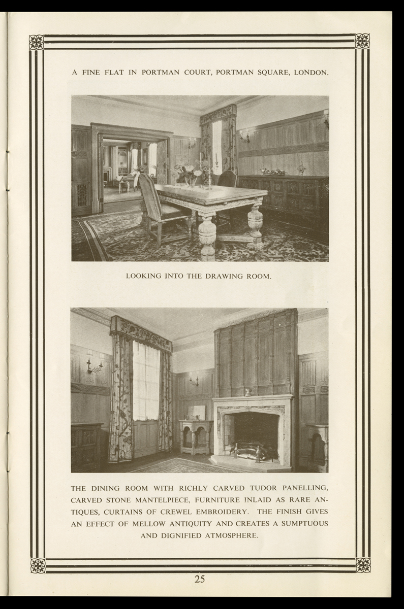 Page with text and two images of room interiors