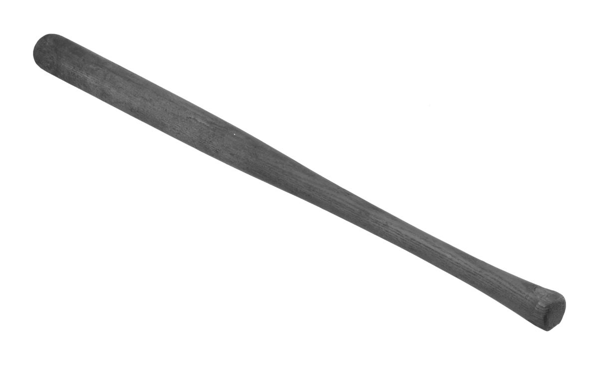 Black-and-white image of wooden baseball bat