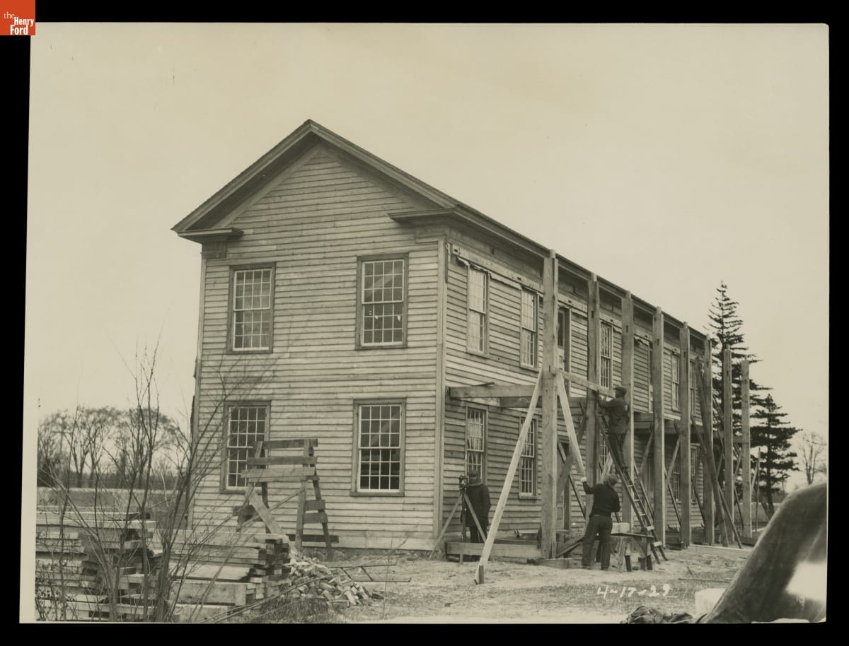 Rebuilding the Clinton Inn in Greenfield Village, April 1929