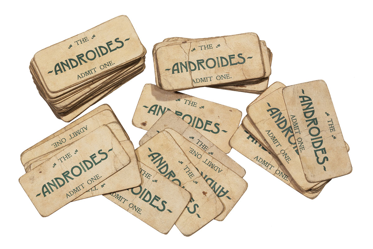 Beige tickets with words 