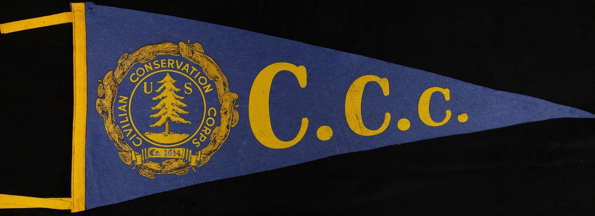 Civilian Conservation Corps Blue pennant with text