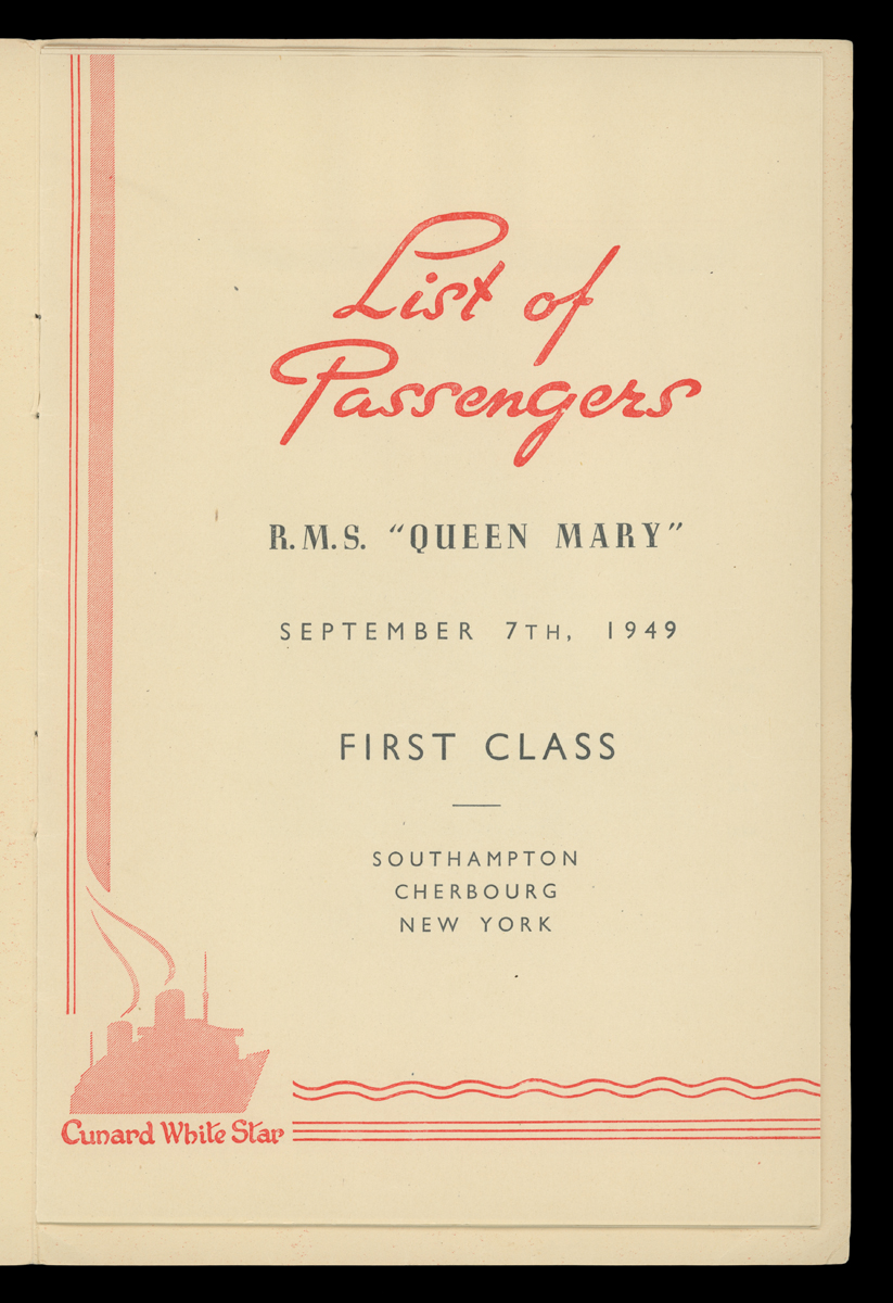 Beige page with text and red decorations, including the outline of a ship