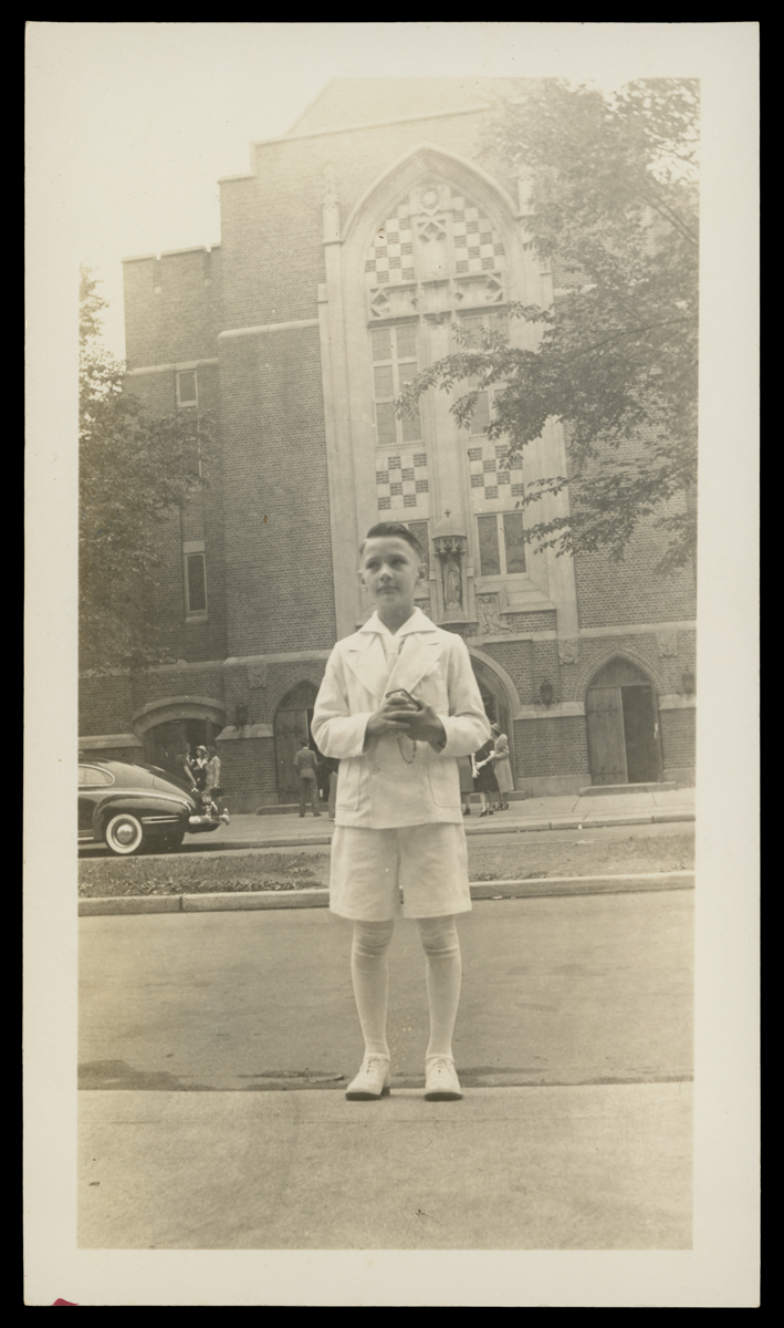 Richard Rohyans Johnson at his First Communion, Visitation Catholic Church, Detroit, Michigan, 1941