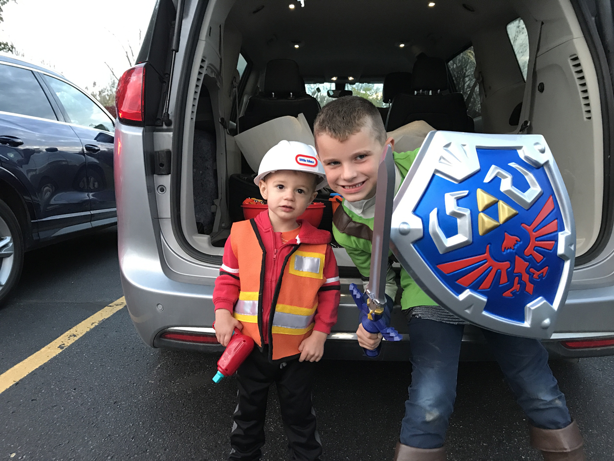 Isaac Morland and his brother Simon dressed for Halloween in 2021.