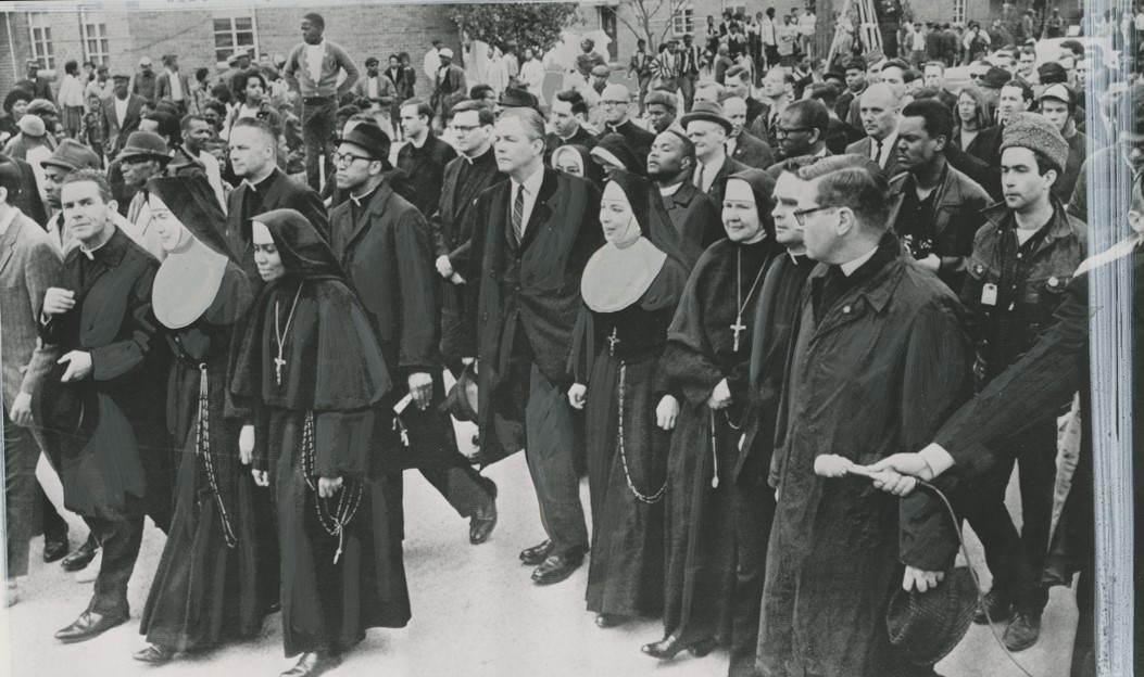 Nuns lead a voting rights march in Selma, Alabama, in 1965, representing the many religious leaders who joined and supported the civil rights movement.