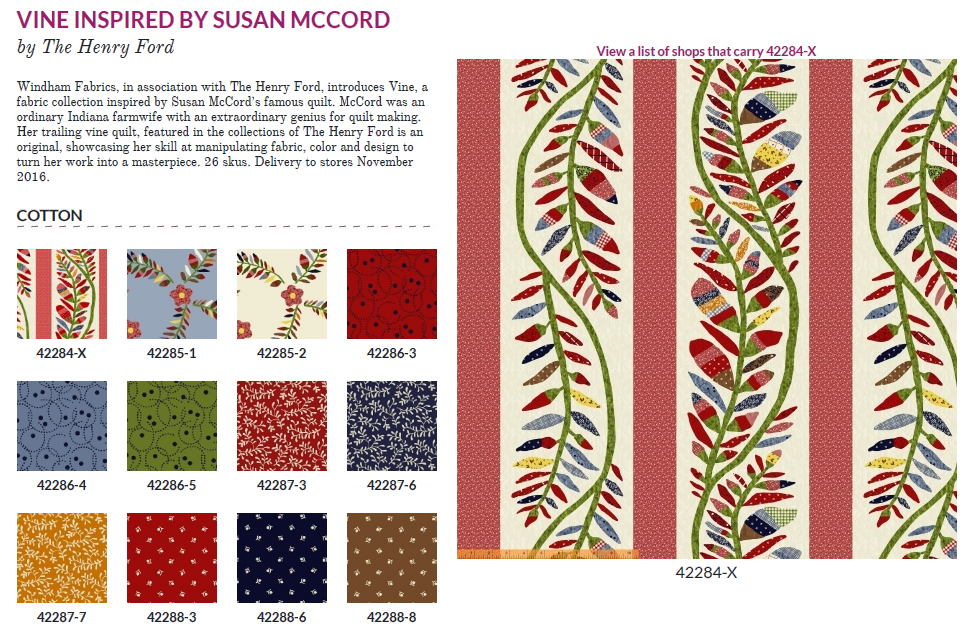 Vine inspired by Susan McCord  42284 X  Windham Fabrics