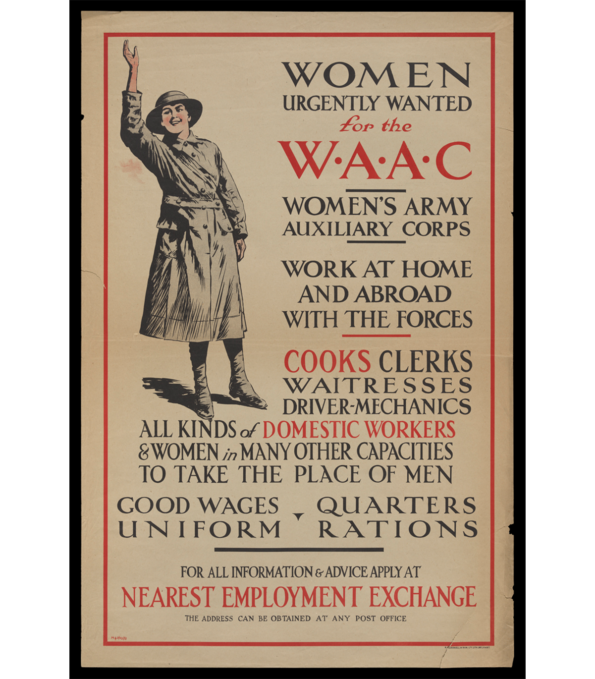 Women Urgently Wanted for the W.A.A.C Women's Army Auxiliary Corps